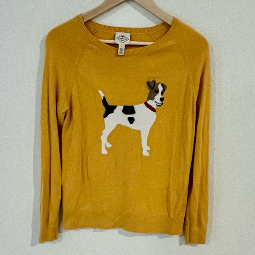 St. John's Bay Mustard Dog Motif Sweater